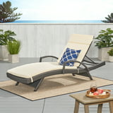 Anthony Outdoor Wicker Adjustable Chaise Lounge with Arms and Cushion ...