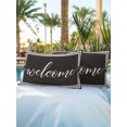 thumbnail image 6 of Outdoor Pillows Waterproof, Black Welcome Bedding Throw Pillows with Insert for Couch Sofa Bed, Modern Minimalist White Striped Border 12x20 Inch Pillowcases Decorative Camping Patio Pillow Set of 2, 6 of 8
