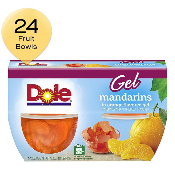 Dole Fruit Bowls Mandarins In Orange Gel, 4 Cups (6 Pack)