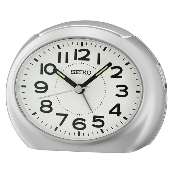 Seiko QHE193SLH Alarm Clock, Metallic Silver-Tone