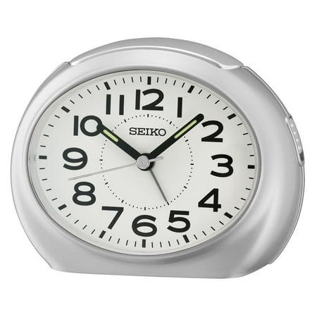 Seiko QHE193SLH Alarm Clock, Metallic Silver-Tone