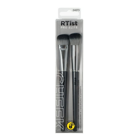 Real Techniques Rtist Pro Elite Illuminate + Contour Duo Makeup Brushes, 2 Count