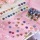 thumbnail image 4 of 100 cuentas de vidrio redondas y planas con forma de flor de 10 mm, cuentas esmaltadas de flores de colores, cuentas sueltas de vidrio Millefiori Lampwork., 4 of 9