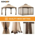 thumbnail image 3 of Sunjoy 10 ft. x 12 ft. Outdoor Soft Top Gazebo Beige with Mosquito Netting, Brown 2-tier Steel Gazebo For Backyard,Garden, 3 of 11