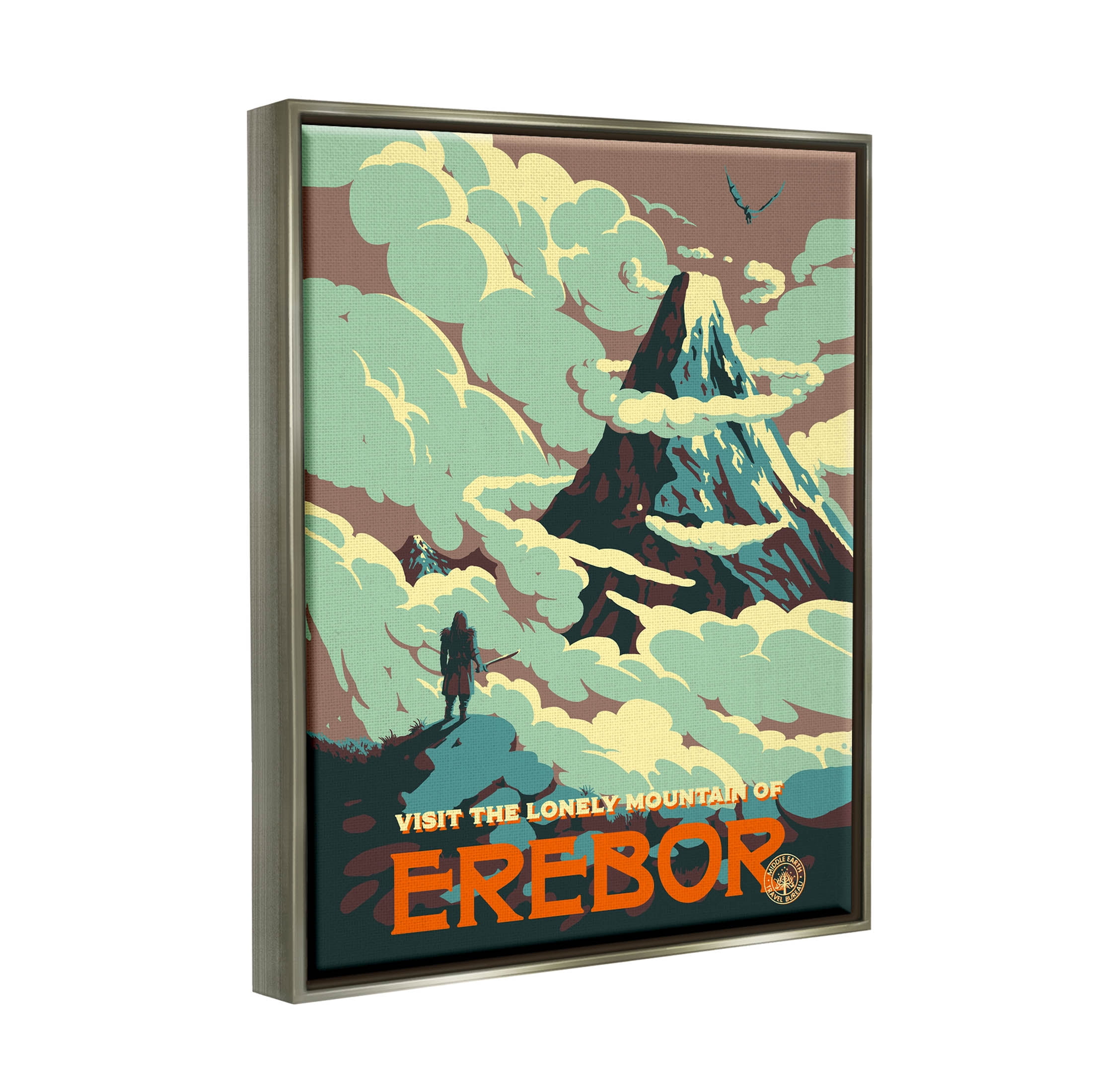 Stupell Industries Fantasy Science Fiction Erebor Mountain Graphic Art Luster Gray Floating Framed Canvas Print Wall Art, Design by Matheus Lopes Castro