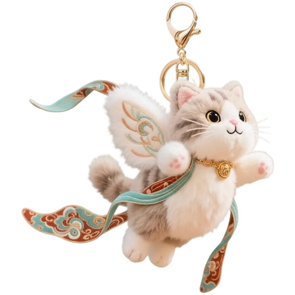 Cat Keyring, Cute Plush Dunhuang Flying Cat Keychain Pendant Backpack Accessories Bag Charms, Car Keychain Plush Ornament