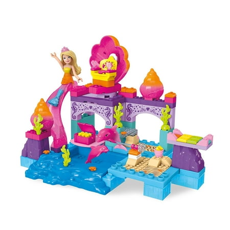 Barbie Mermaid Lagoon Playset, Buildable Mermaid Lagoon with a pool, a waterslide, a spinning seashell chair, a treasure chest with treasure, and a.., By Mega Construx Ship from