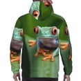 thumbnail image 7 of Pofeuu Red-Eyed Tree Frog Print Mens Casual Hooded Collar Drawstring Hoodies Pullover Sweatshirts Casual Long Sleeve Shirts-Medium, 7 of 7