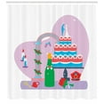 thumbnail image 3 of Engagement Party Shower Curtain, Bridal Concept Wedding Cake Heart Shape Lock Candles and a Bottle of Wine, Fabric Bathroom Set with Hooks, 69W X 75L Inches Long, Multicolor, by Ambesonne, 3 of 3