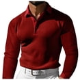thumbnail image 2 of JTieacloth Collared T Shirt Men's Long Sleeve Lapel T Shirt Casual Holiday Shirts Tops Red XXL, 2 of 4
