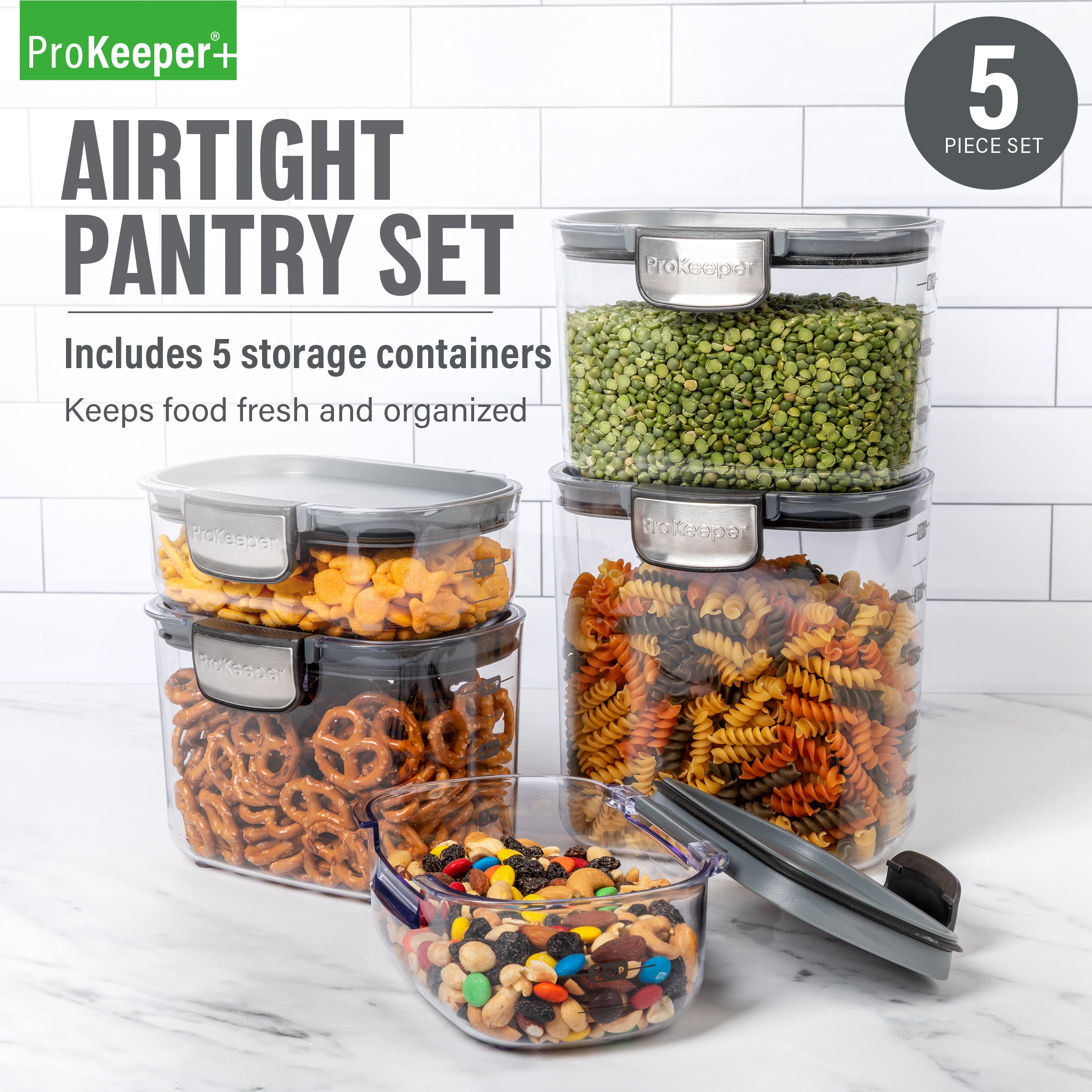 ProKeeper+ Airtight 5-Piece BPA-Free Pantry Storage Container Set