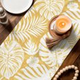 thumbnail image 4 of Palm Tree Monstera Table Runner 90 Inches Long,Mustard Ochre Leaf Boho Botanical Tropical Cotton Linen Table Runners Dresser Scarves,Fabric Tabletop Scarf Furniture Cover for Dinner Party 13"x90", 4 of 9