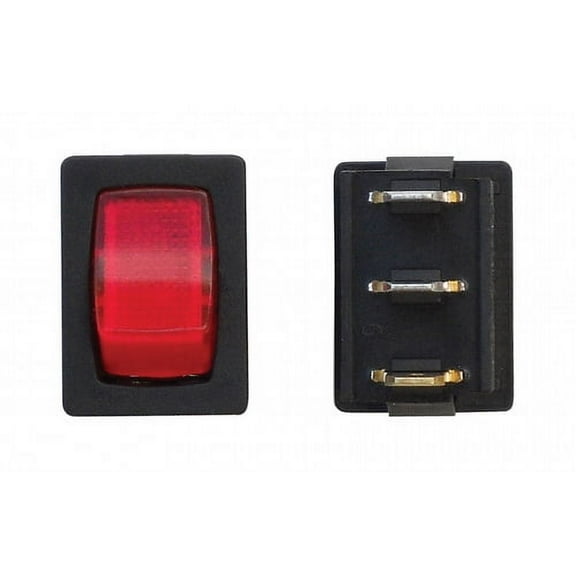MINI ILLUMINATED ON/OFF SPST - BLACK/RED 3/BAG