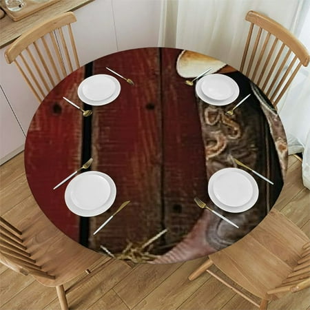 

SHERONV Cowboy Round Tablecloth 100% Polyester Stain-Resistant Washable for Indoor and Outdoor Restaurants Weddings Parties - Home Kitchen Outdoor Decor Table Cloth 31 -35