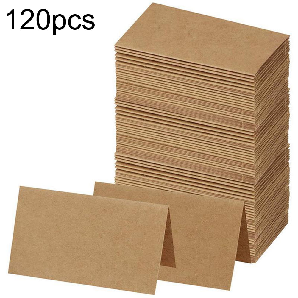 100pcs Brown Kraft Tent Place Cards Table Seat Number for Wedding Party 3.5"