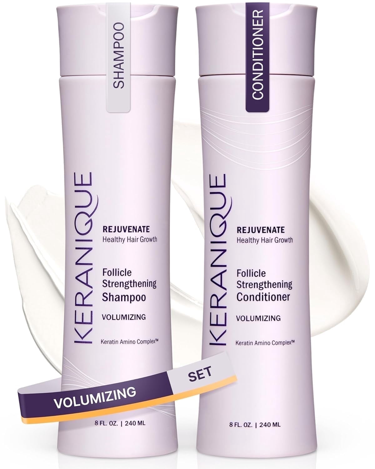 shampoo treatment【KeRaKNiT】ギフトセット Keranique, Volumizing Color Safe Shampoo & Conditioner Set 8 fl oz