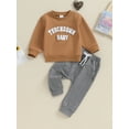 thumbnail image 2 of Suealasg Toddler Baby Boys Fall Tracksuit Outfits Clothes 6M 1T 2T 3T Kids Boys Long Sleeve Letter Print Sweatshirt and Sweatpants 2Piece Casual Autumn Clothing for Newborn Infant Boys, 2 of 9
