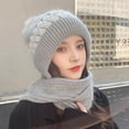 thumbnail image 4 of Bibifish Womens One Piece Scarf Hat Solid Color Integrated Windproof Hat Scarf Winter 2 In 1 Scarf Knitted Hooded Scarf For Ladies, 4 of 4