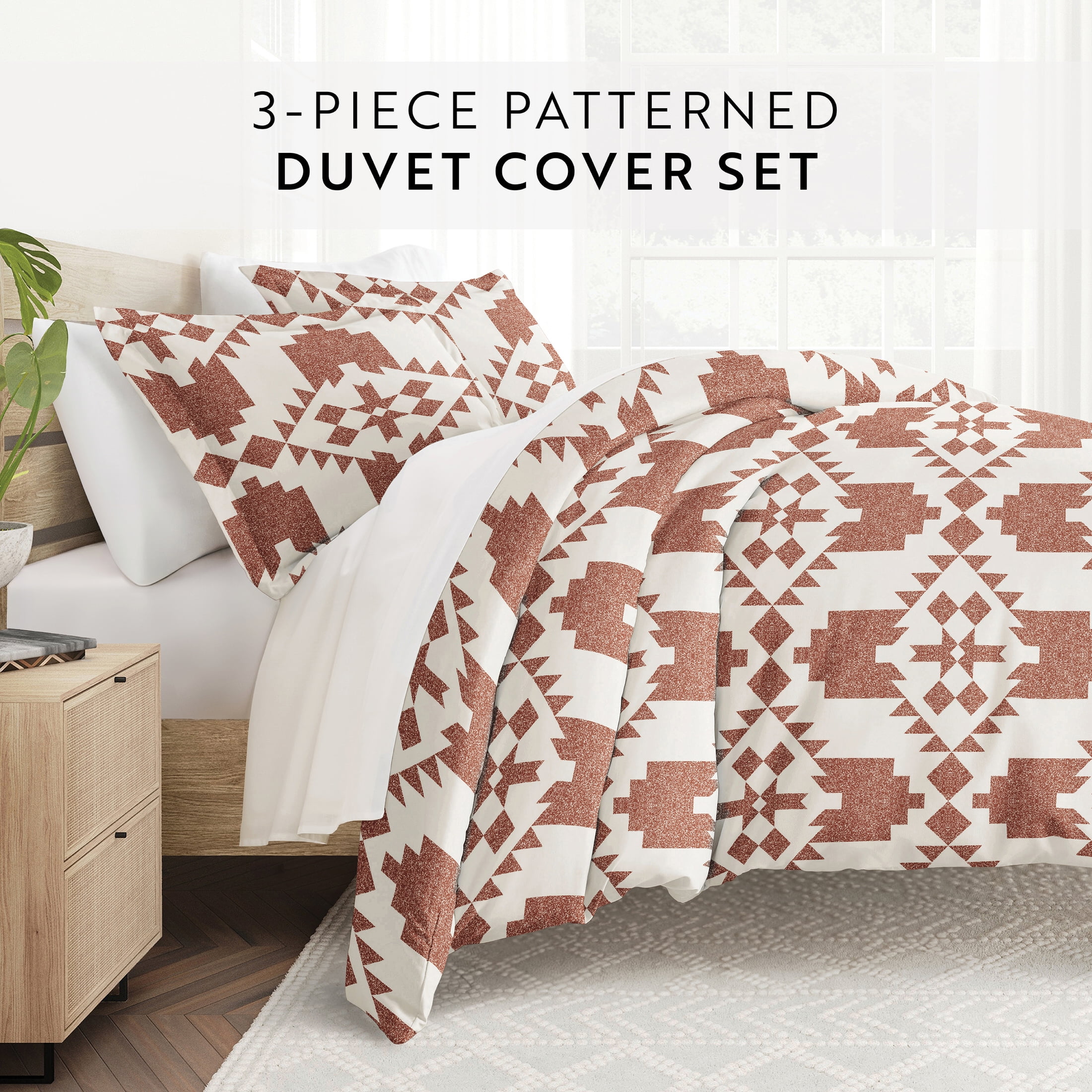 Noble Linens Clay Adobe Diamond Reversible 2-Piece Duvet Cover Set, Twin/Twin XL