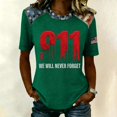 thumbnail image 2 of Women's 9/11 25th Anniversary T-Shirt Patriotic Memorial Graphic Tee 9/11 25th Anniversary Tshirt We Will Never Forget Short Sleeve Tee, 2 of 5