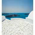 thumbnail image 3 of Travel Duvet Cover Set, Hotel with White Stones Santorini Island Greece Landscape with Sea Art, Decorative 3 Piece Bedding Set with 2 Pillow Shams, King Size, Turquoise and White, by Ambesonne, 3 of 3