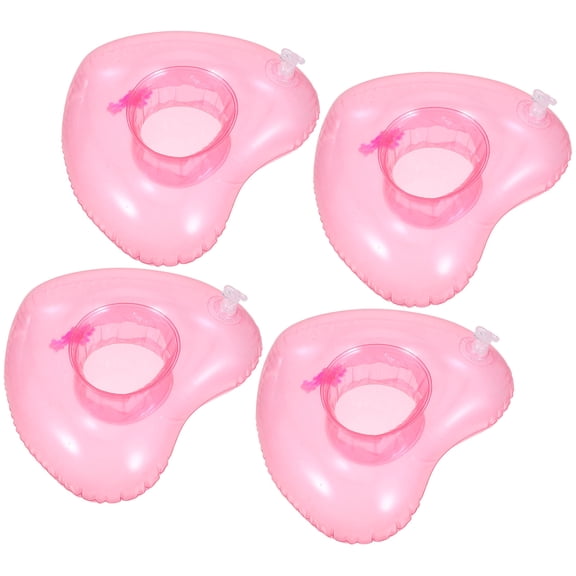 POPETPOP 4Pcs Inflatable Drink Holder Rosy Color with Stable Design for Pool and Beach Use