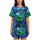 thumbnail image 1 of Balery Colorful Stained Glass Crocodile Conjunto de Pijama para Mujer con Estampado, Dos Piezas de Manga Corta y Shorts, Ropa de Dormir Suave con Cuello Redondo y Bolsillos-Large, 1 of 6