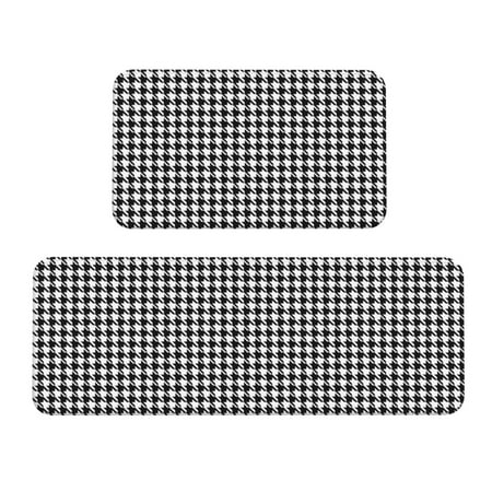 

Kitchen Floor Mat 2 Sets Of Anti-Fouling Absorbent Quick-Drying Floor Mat For Kitchen Door Mat Laundry Room Restaurant Office Farm Houndstooth Black
