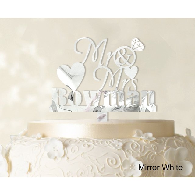Personalized Mr & Mrs Wedding Cake Topper Personalized Mirror Cake Topper Color Option Available 5-7 Inches Wide