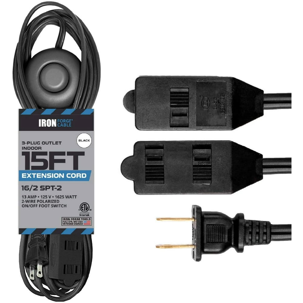 15 Ft Extension Cord with Foot Switch and 3 Electrical Power Outlets