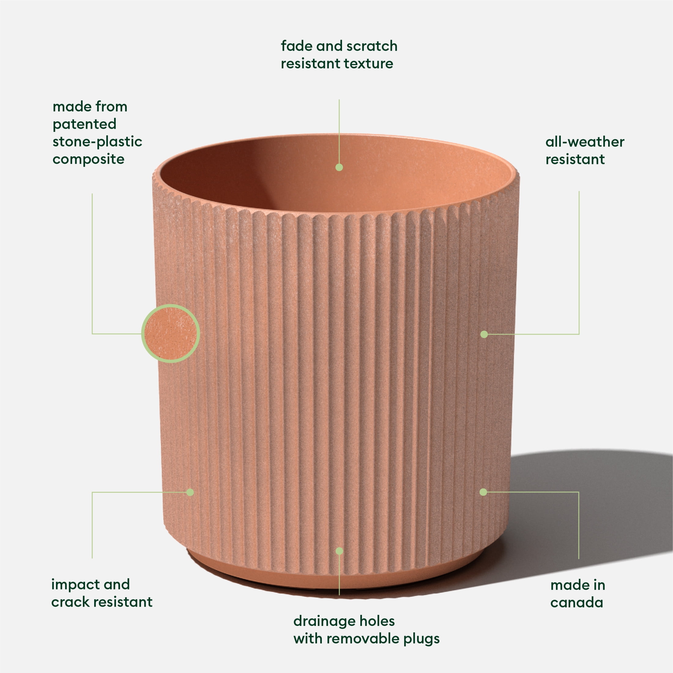 Veradek Demi Series Bundle - Three Piece Set of Plastic-Stone Planters - Terracotta