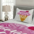 thumbnail image 2 of Ambesonne Ice Cream Quilted Coverlet 3 Pcs, Words Cherry, Queen Size, Fuchsia Amber Pearl, 2 of 4