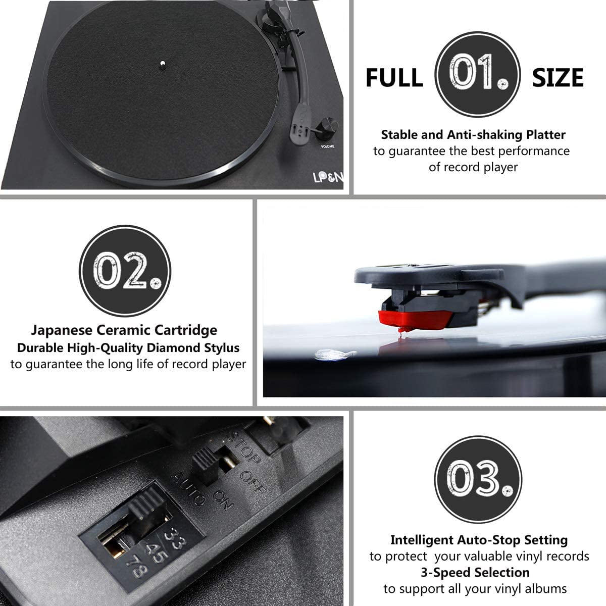 quality record player with speakers