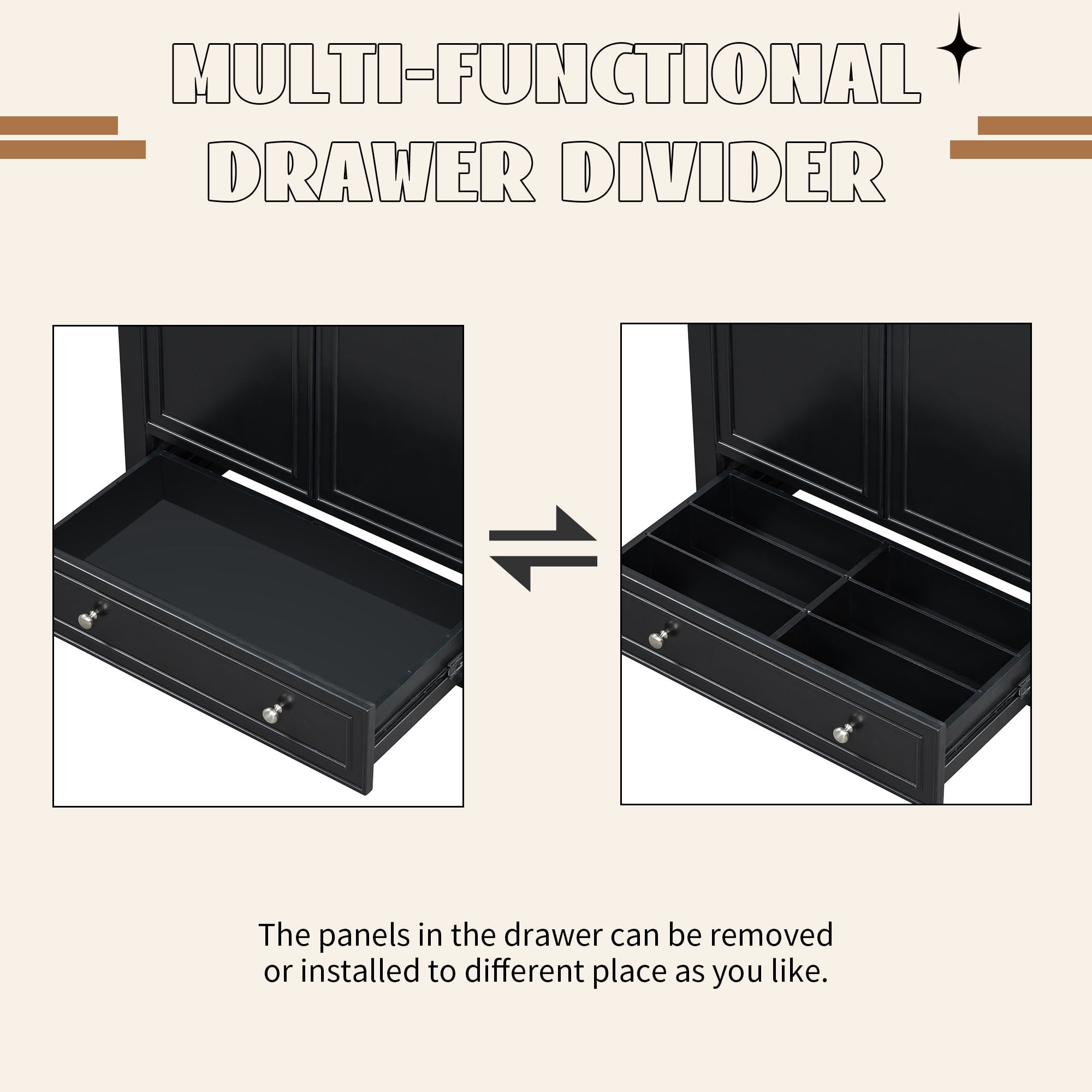 30" Bathroom Vanity Base Only, Solid Wood and MDF, Black, 29.5 in L x 17.8 in W x 33.8 in H