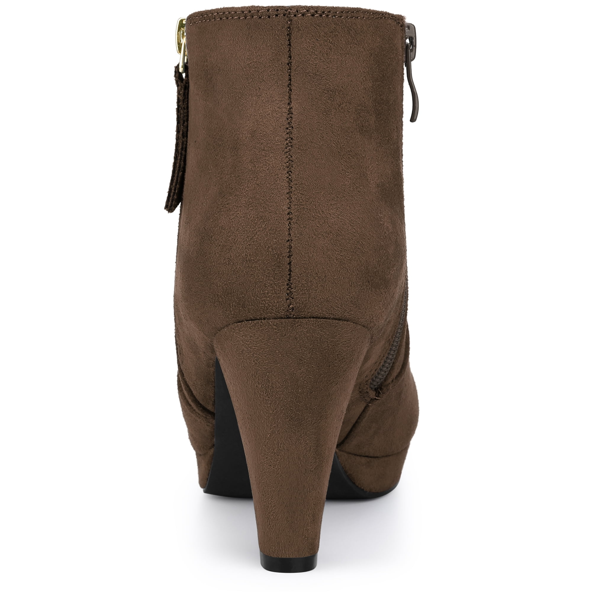 DARING DIVA Side Zip Low Platform Chunky Heel Ankle Booties Dark Brown 8