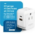 thumbnail image 4 of Ceptics European Plug Travel Adapter Set, 20W PD & QC, Safe Dual USB & USB-C - 2 USA Socket - Compact - Use in Germany, France, Italy, UK - Includes Type E/F, Type C, Type G SWadAPt Attachments, 4 of 7