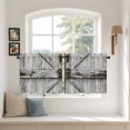 thumbnail image 2 of Vintage Gate Tier Curtains 36 Inch Length, Farmhouse Wooden Grain Shabby Chic Door Cafe Short Curtains for Bathroom Over Sink, Small Kitchen Curtain Light Filtering Tiered Drapes 2 Panels 27.5"Wx36"L, 2 of 8