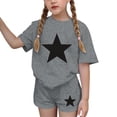 thumbnail image 5 of Amidoa Girls Summer 2 Piece Outfits Floral Cute Short Sleeve and Casual Shorts Kids Clothing Gray Size 3T, 5 of 7