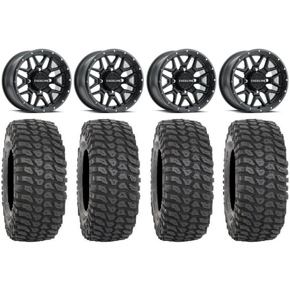 Raceline Krank 14" Black Wheels 30" XCR350 Tires Polaris RZR XP 1000 / PRO XP / Ranger XP 900/1000