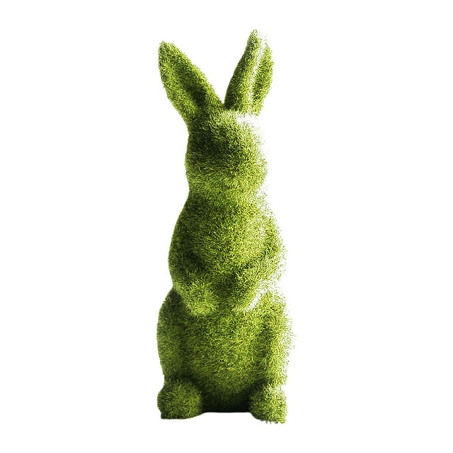 ZAXARRA Imitation Moss Rabbit Resin Sculpture Garden Ornament (Green)