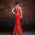 thumbnail image 3 of Vestido de novia para brindis de boda, cheongsam rojo de bienvenida, cola de pez, vestido de coro para actuación en el escenario, vestido de etiqueta largo, 3 of 6