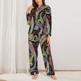 thumbnail image 2 of Pajama Sets for Women 2 Pcs, Watercolor Romantic Paisley Button Down Long Sleeve Sleepwear Lounge PJ Sets, 2 of 6