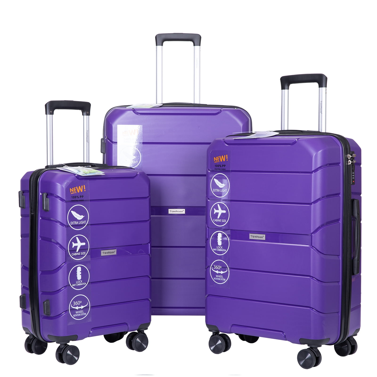 Travelhouse HardCase Luggage, Lightweight Luggage Suitcase Piece With  Spinner Wheels＆TSA Lock, Hardside Carry-on20inch 24inch 28inch (Black) スーツ ケース、キャリーバッグ