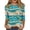 Cyan, variant on 2024 Hawaiian Women's 3/4 Sleeve Round Neck Tropical Floral Print Beach T-Shirt Slim Tops Casual Hawaiian Floral Tropical Graphic Shirts