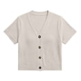 thumbnail image 4 of Nooxsoe Sweater Cardigan Women Short Sleeve Open Front Ribbed Knit Throw Over Cardigan Basic Cardigans for Women Cardigan with Pockets Beige L, 4 of 4
