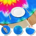 thumbnail image 4 of Colorful Tie Dye Lotus Pattern Round Fitted Tablecloth with Elastic Edge,Dining Table Cover Waterproof,Outdoor Round Tablecloth for Camping,Dining,Indoor and Outdoor, 4 of 7