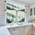 thumbnail image 4 of Misty Forest Kitchen Window Curtains Valance and Tier Set 36 Inch, Green Foggy Mountain Tree 3 Piece Window Treatment Tiers for Living Room Bedroom Nature Landscape Kitchen Decor Drapes, 4 of 6