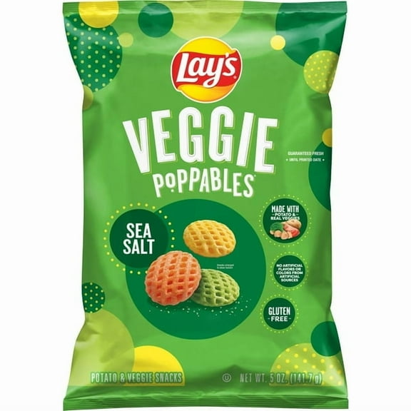 Lay's Veggie Poppables Potato & Veggie Snacks Sea Salt, 5 oz Bag (2 Pack)