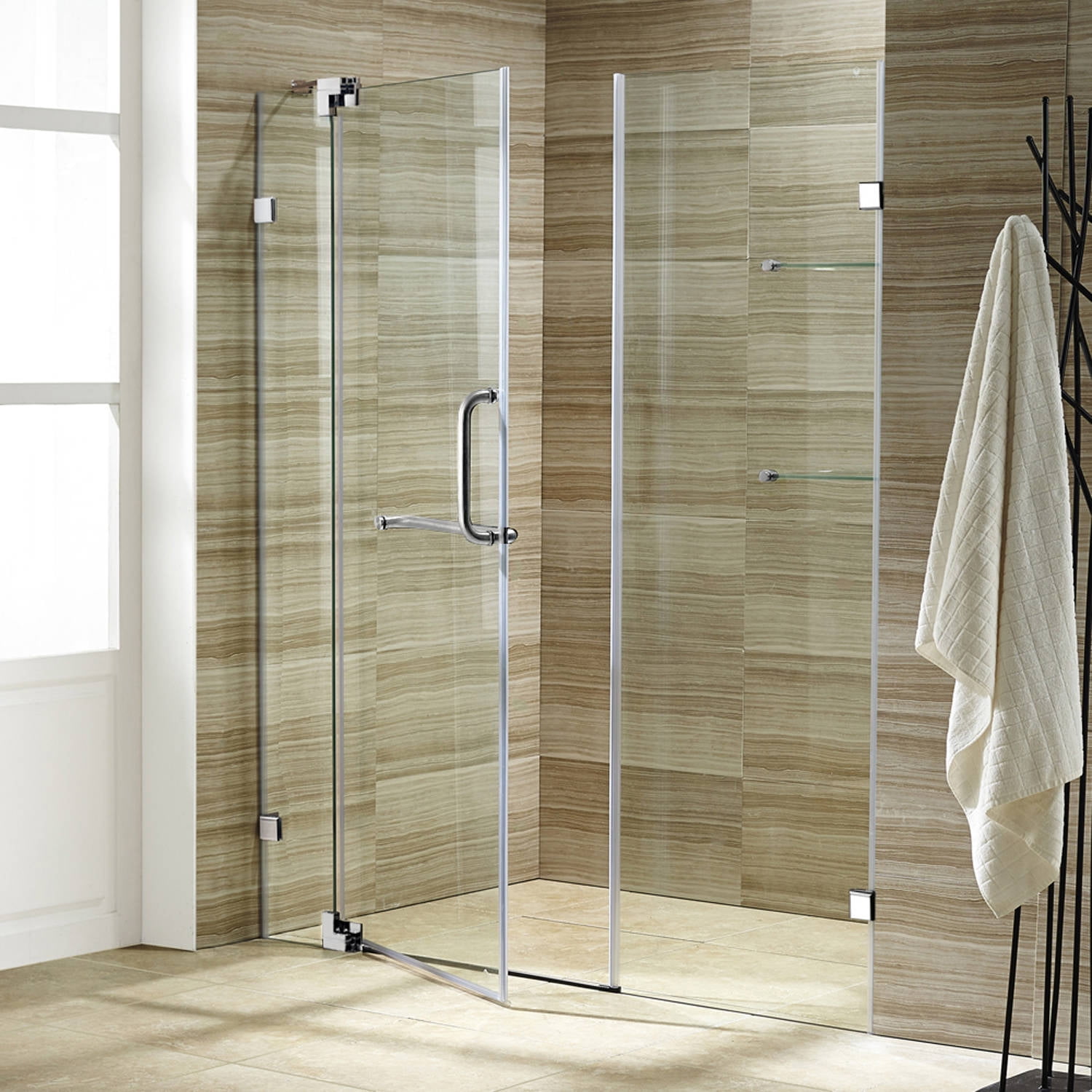 Vigo 60 Frameless Shower Door 3 8 Clear Glass Chrome Hardware