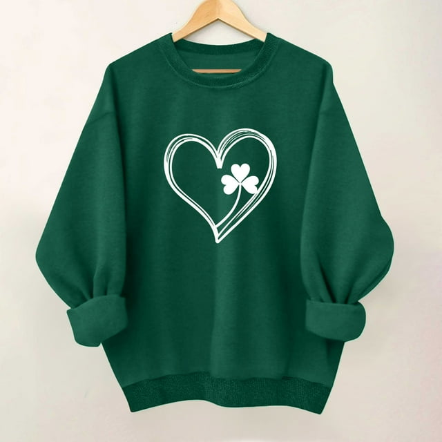 Xuyuer Women's St. Patrick's Day Green Long Sleeve Sweatshirt Funny Casual Irish Shirt